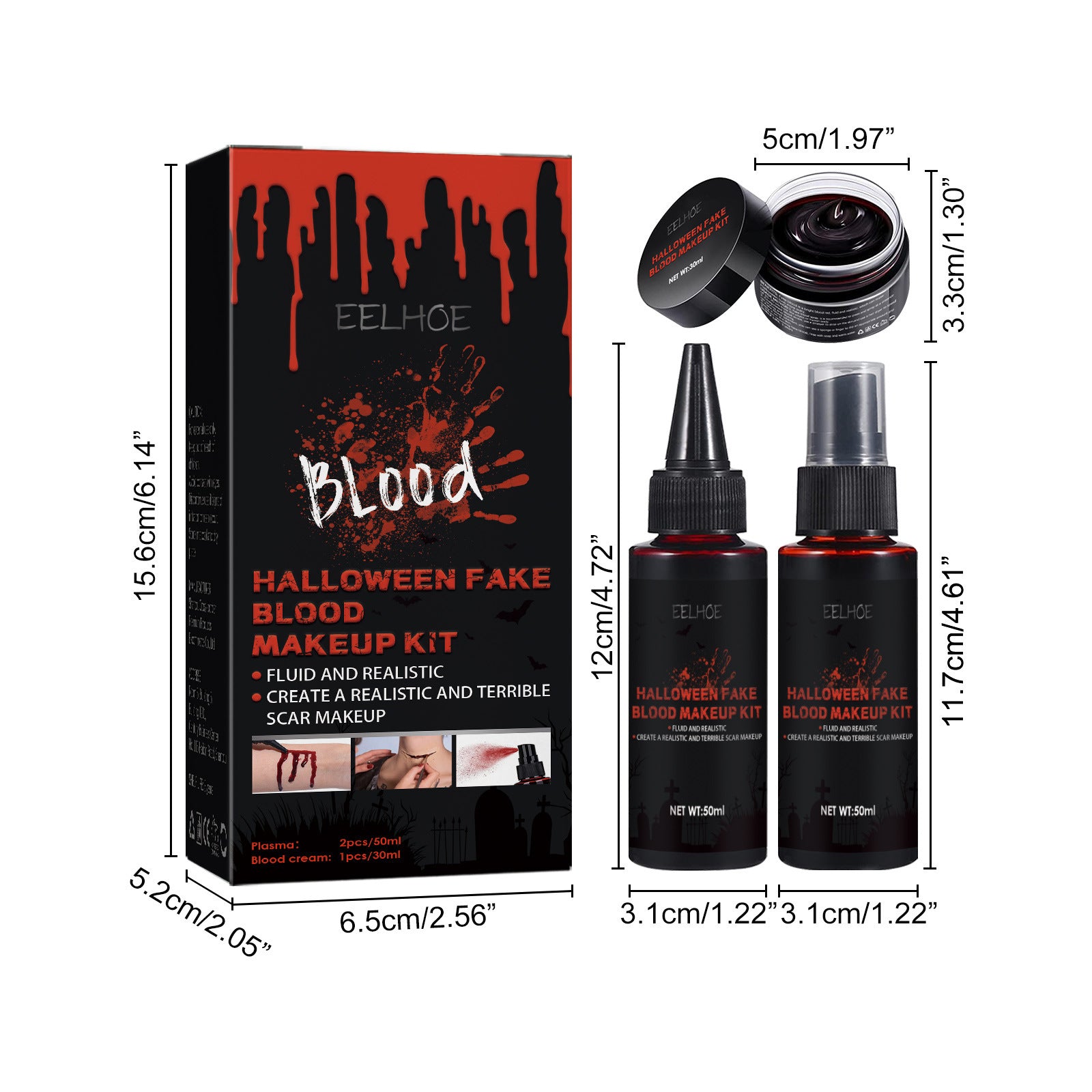 Halloween Horror Atmosphere Fake Blood Makeup Set