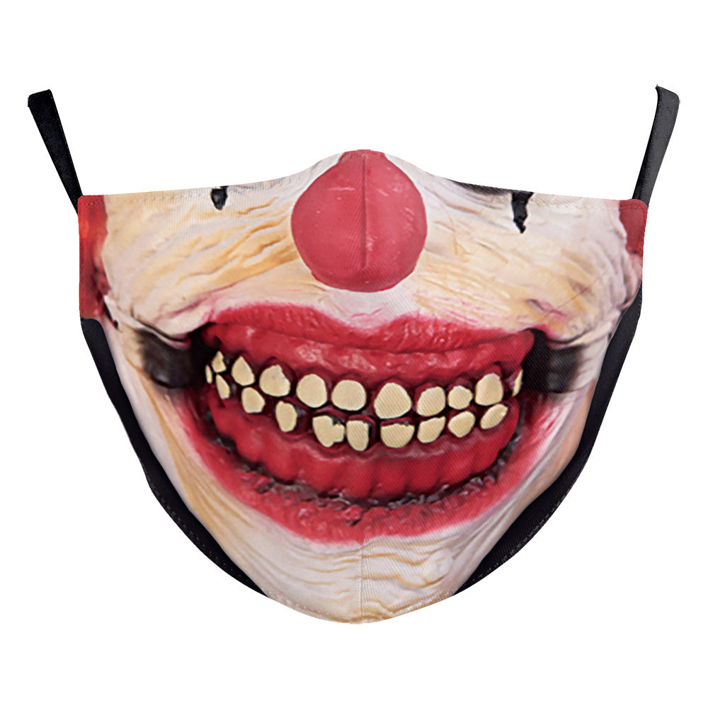 Halloween Digital Printing Funny Horror Face Double Layer Dust Mask