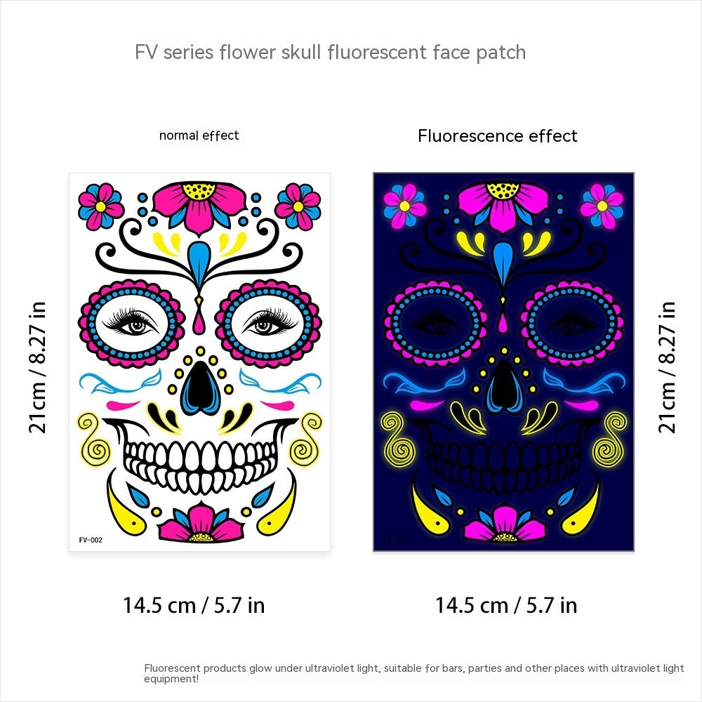 New Halloween Fluorescent Funny Death Face Pasters