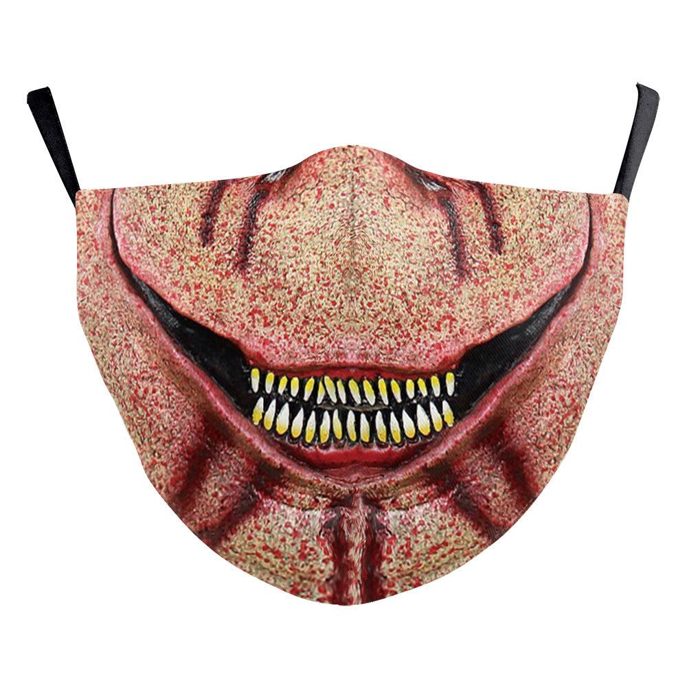 Halloween Digital Printing Funny Horror Face Double Layer Dust Mask