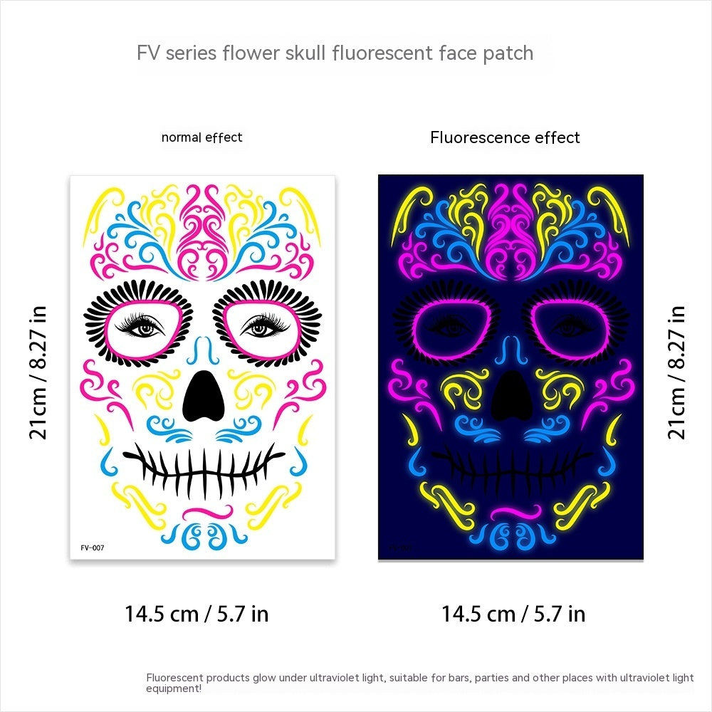 New Halloween Fluorescent Funny Death Face Pasters