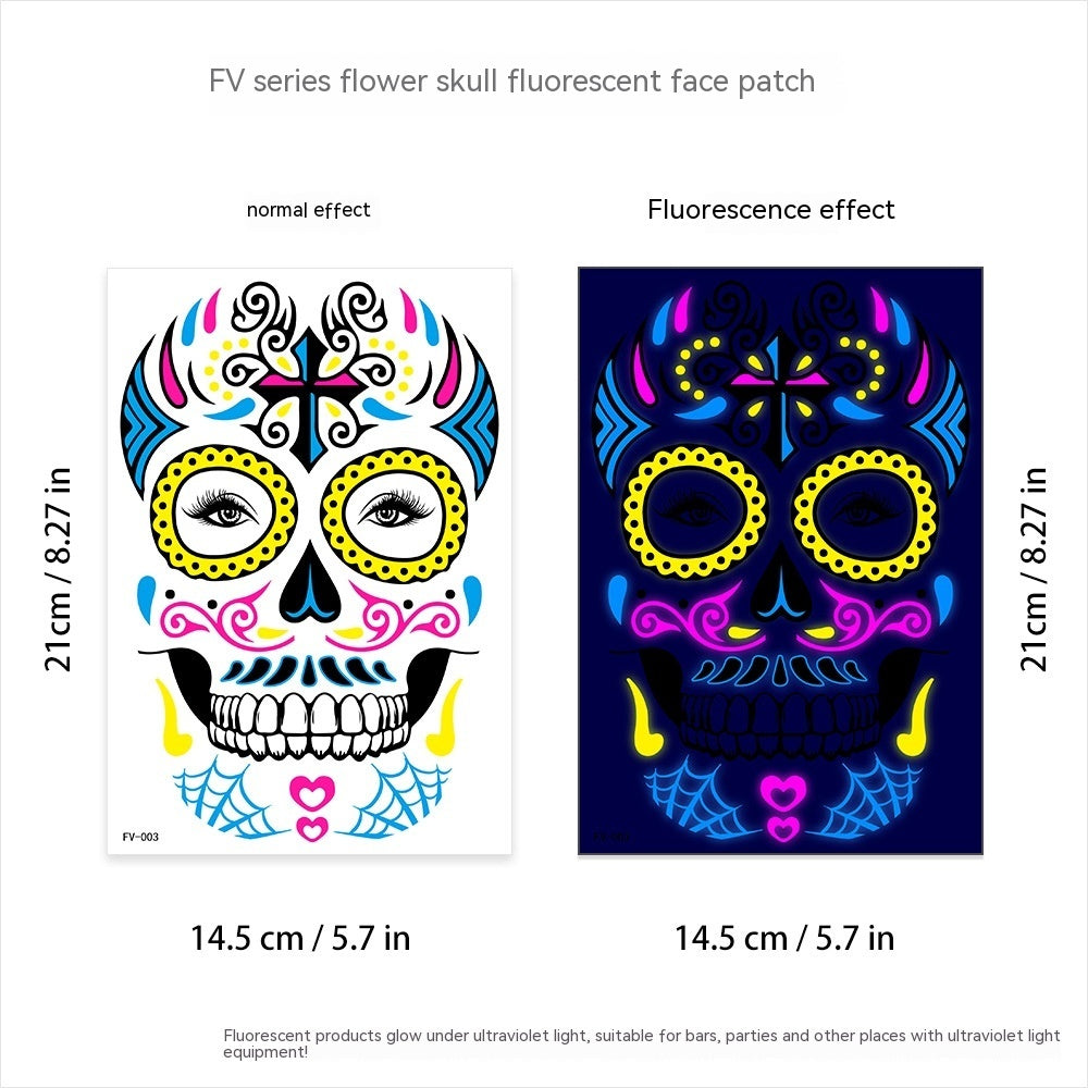 New Halloween Fluorescent Funny Death Face Pasters