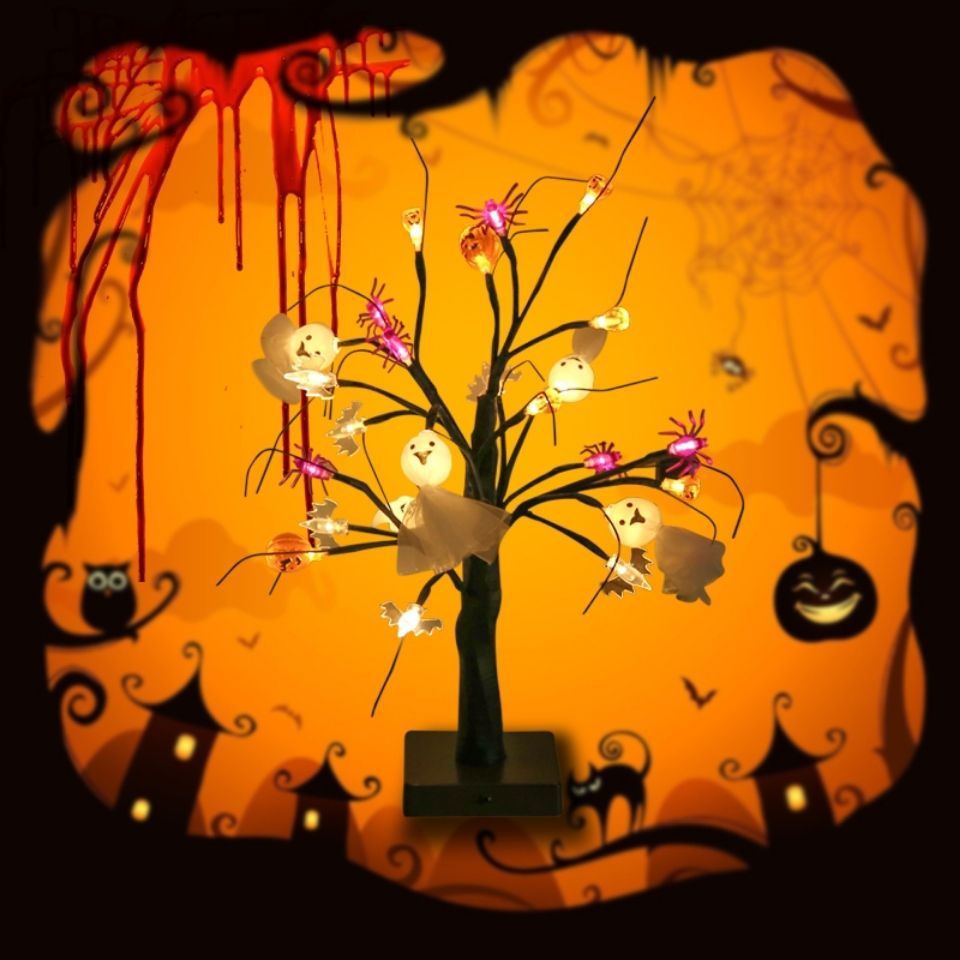 Halloween  Festival Pumpkin Spider Ghost Tree Lights