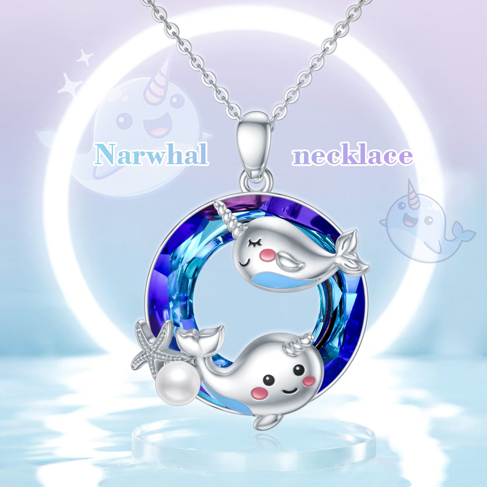 Narwhal Necklace Sterling Silver Unicorn of The Sea Jewelry