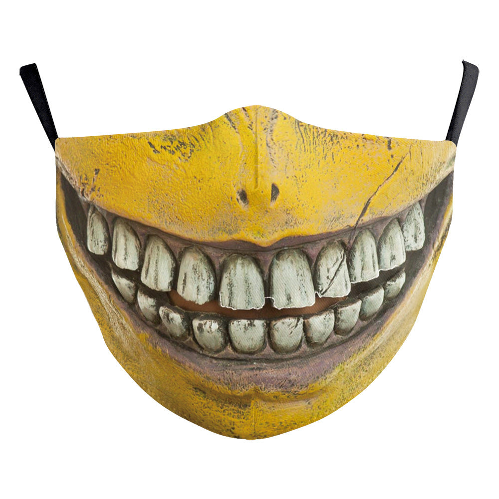 Halloween Digital Printing Funny Horror Face Double Layer Dust Mask