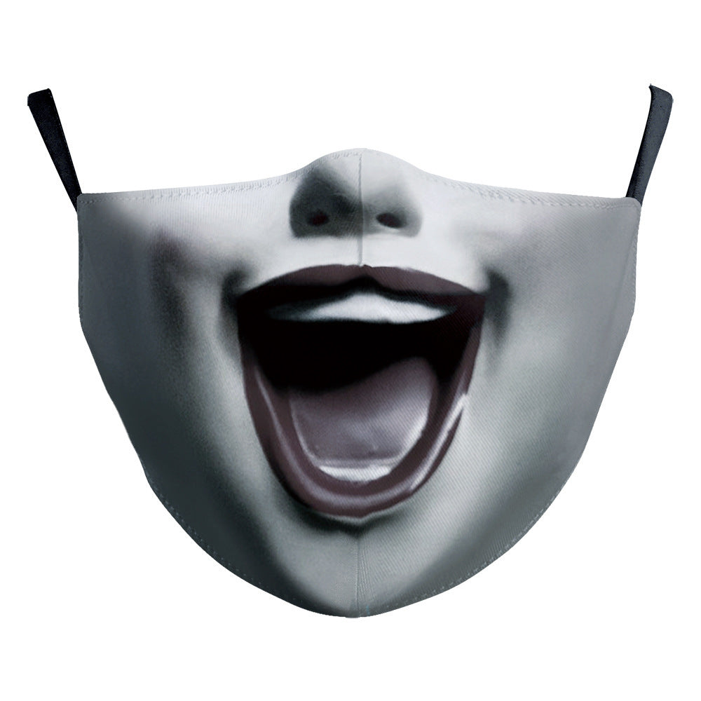 Halloween Digital Printing Funny Horror Face Double Layer Dust Mask