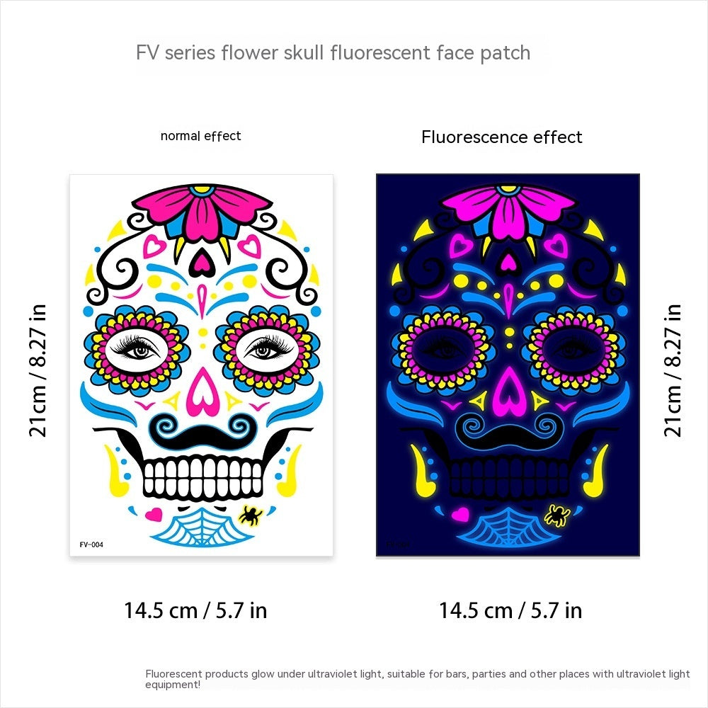 New Halloween Fluorescent Funny Death Face Pasters