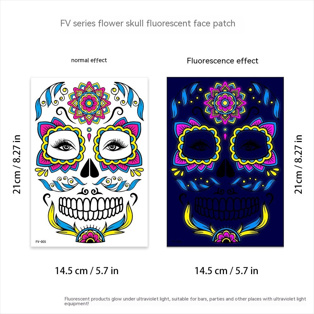 New Halloween Fluorescent Funny Death Face Pasters