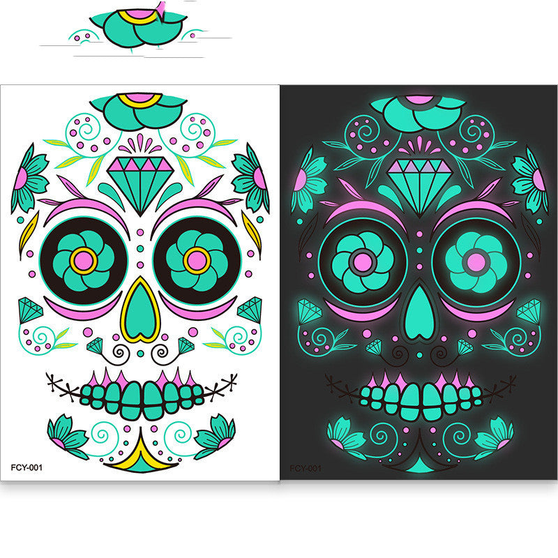 Funny Halloween Two-color Luminous Tattoo Sticker Face