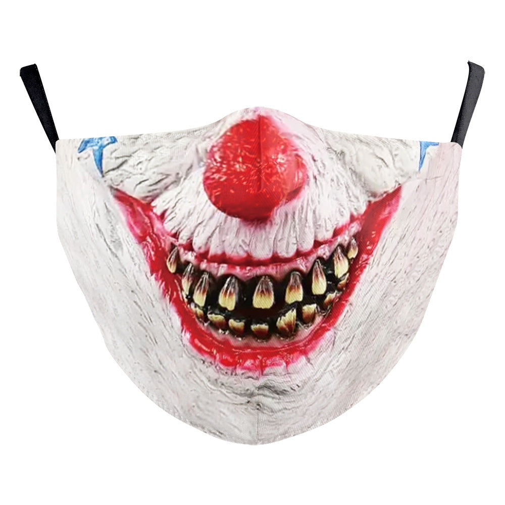 Halloween Digital Printing Funny Horror Face Double Layer Dust Mask