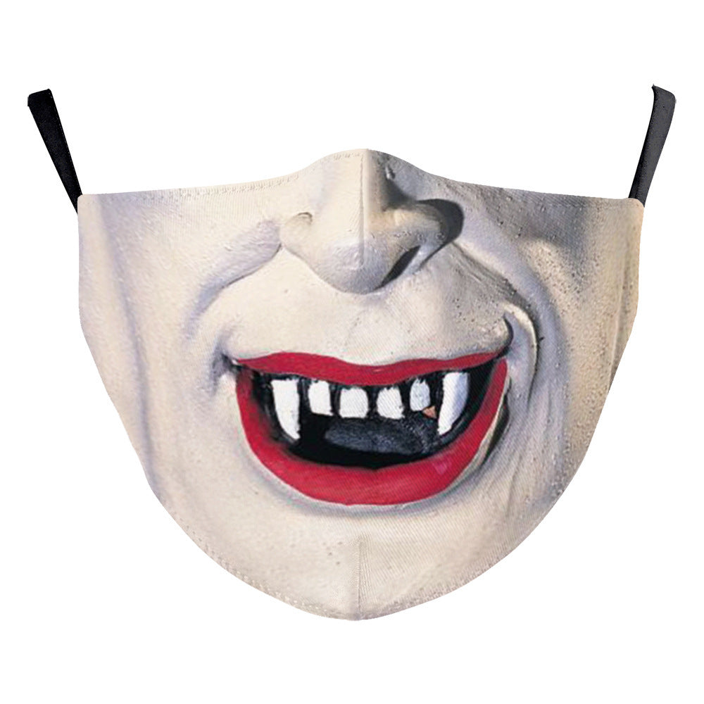 Halloween Digital Printing Funny Horror Face Double Layer Dust Mask