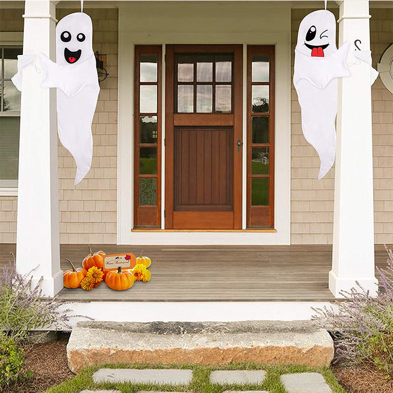 Halloween White Spooky Ghost Flag Scene Layout