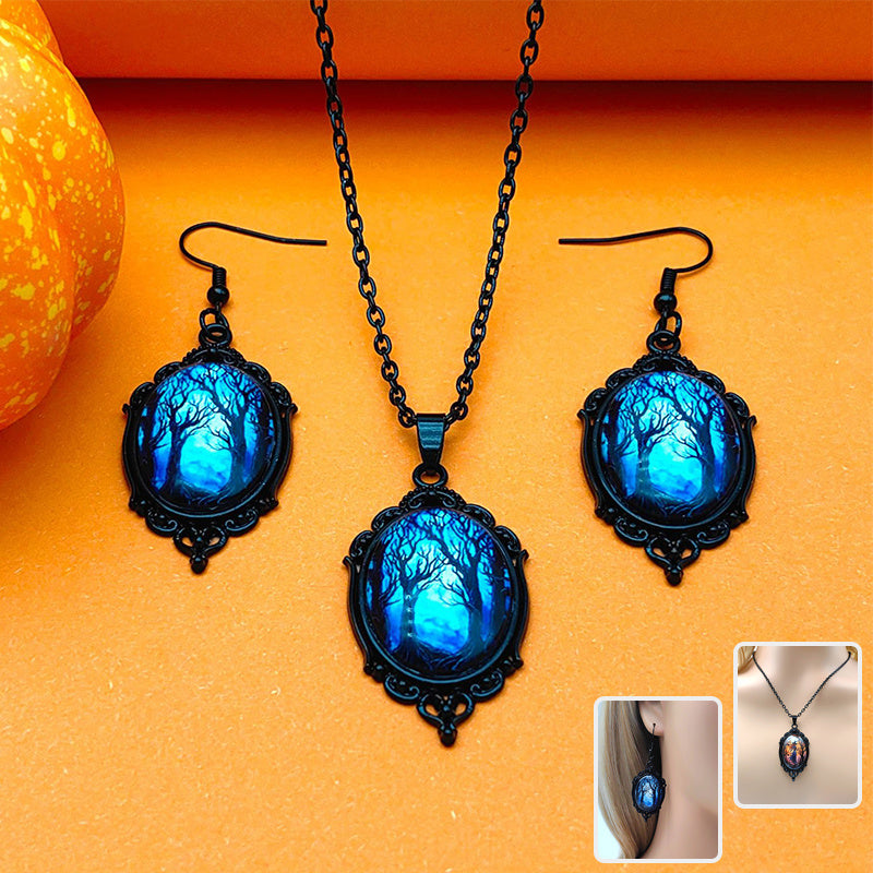 Witch Necklace Set With Earrings Alloy Pendant Jewelry