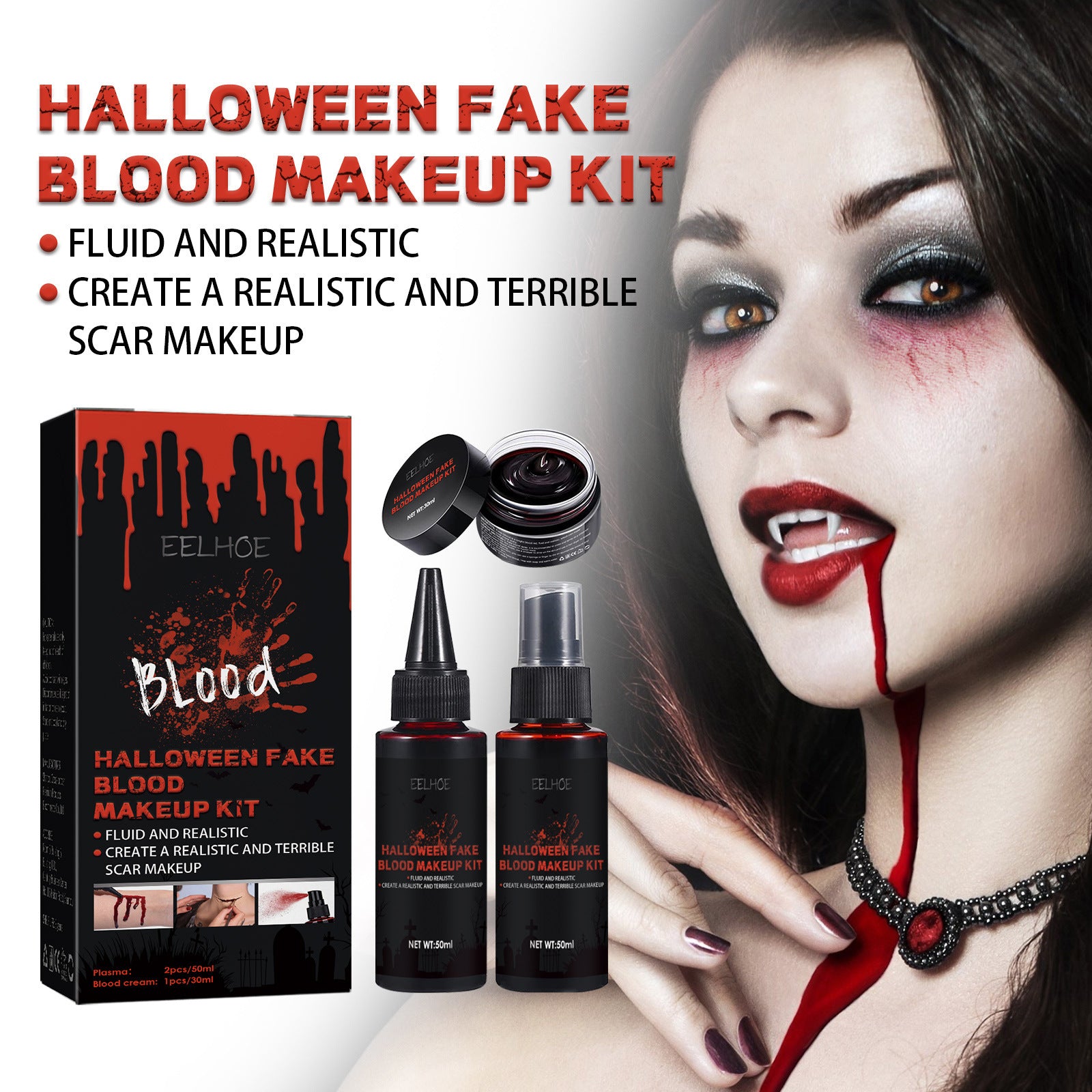 Halloween Horror Atmosphere Fake Blood Makeup Set