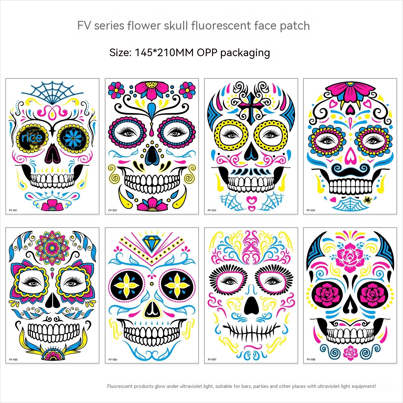 New Halloween Fluorescent Funny Death Face Pasters