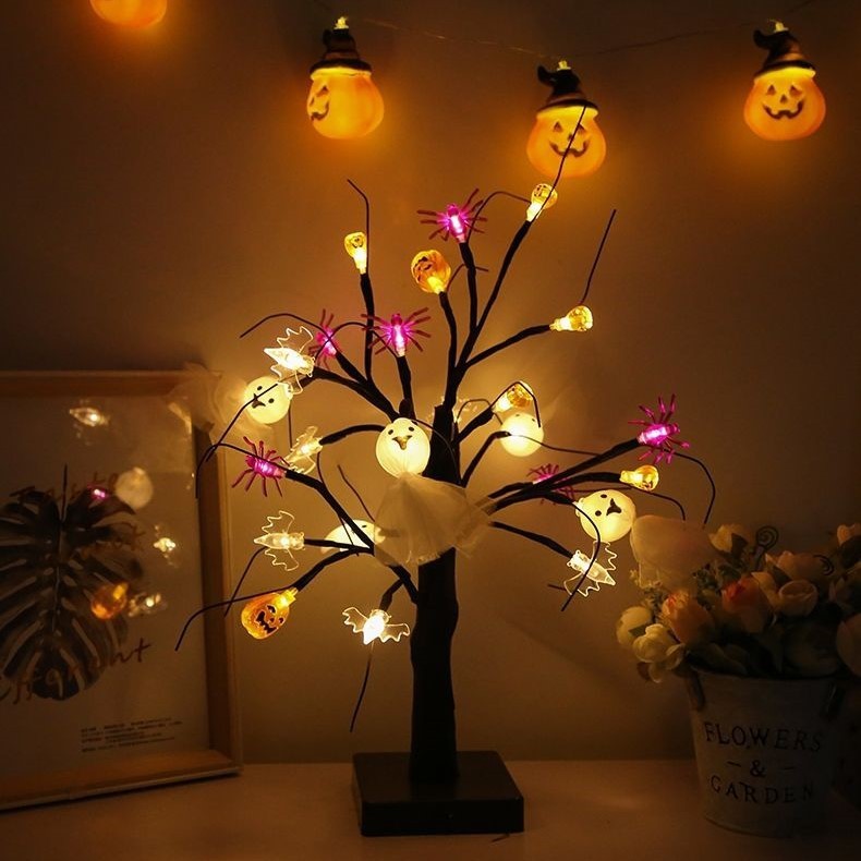 Halloween  Festival Pumpkin Spider Ghost Tree Lights