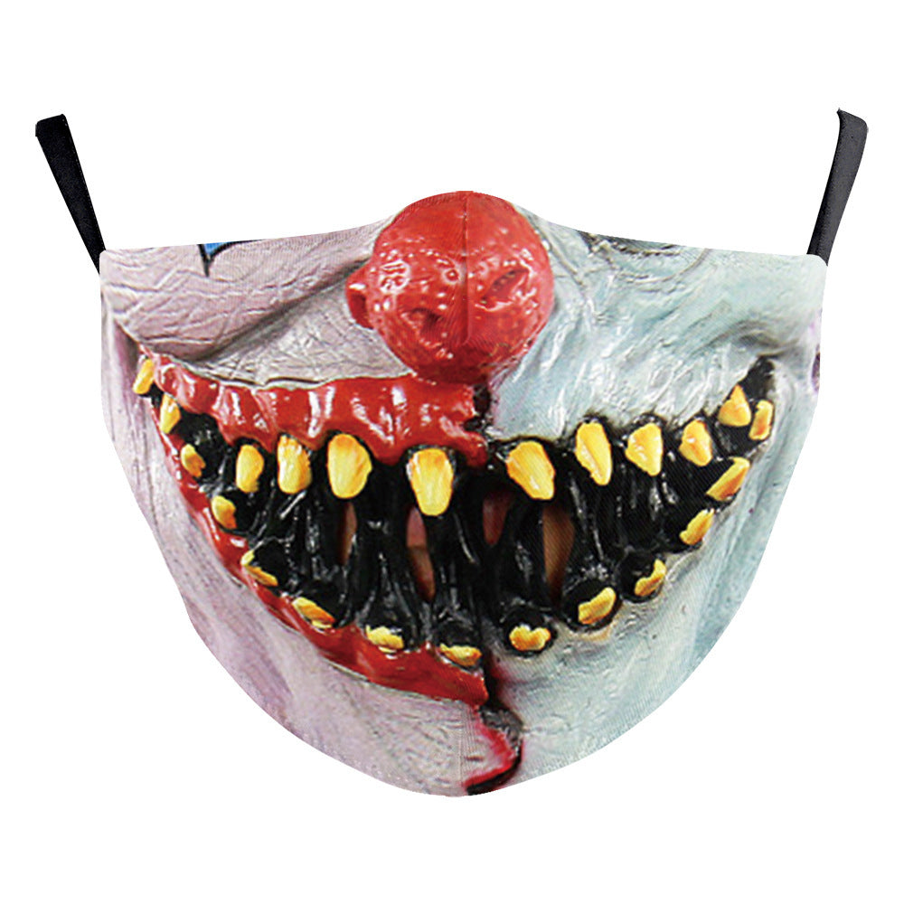 Halloween Digital Printing Funny Horror Face Double Layer Dust Mask