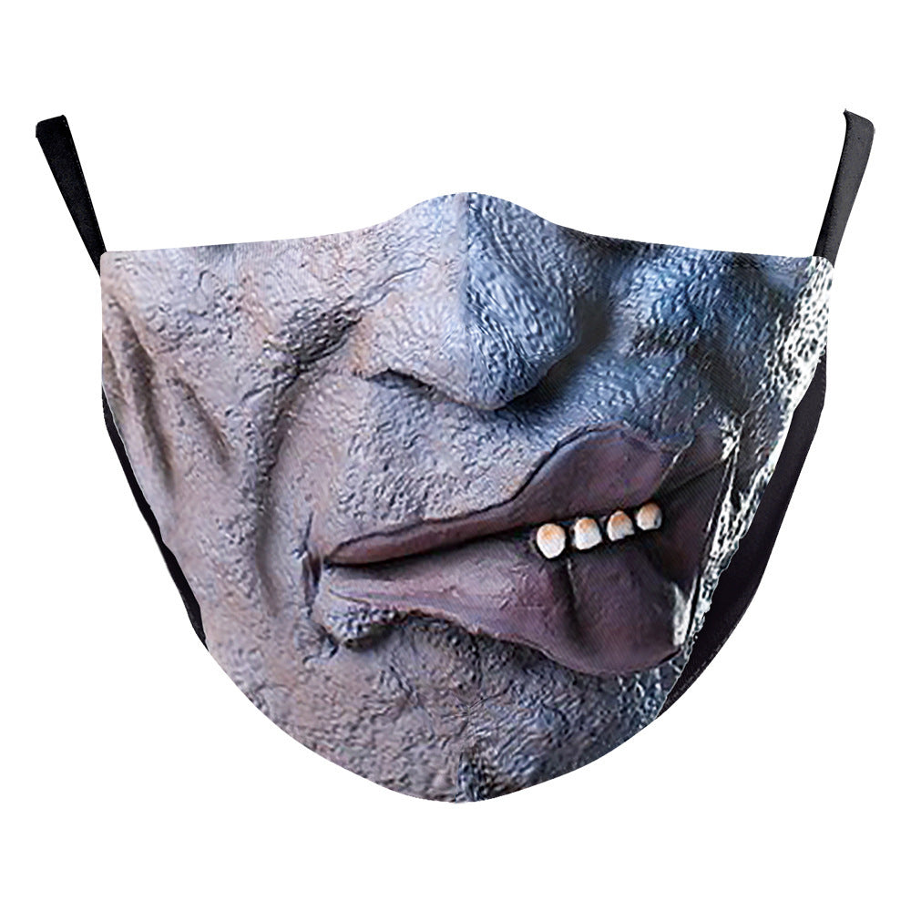 Halloween Digital Printing Funny Horror Face Double Layer Dust Mask