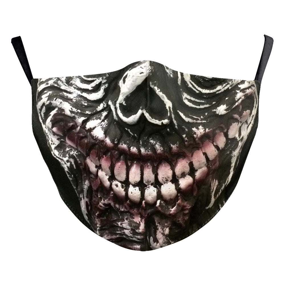 Halloween Digital Printing Funny Horror Face Double Layer Dust Mask