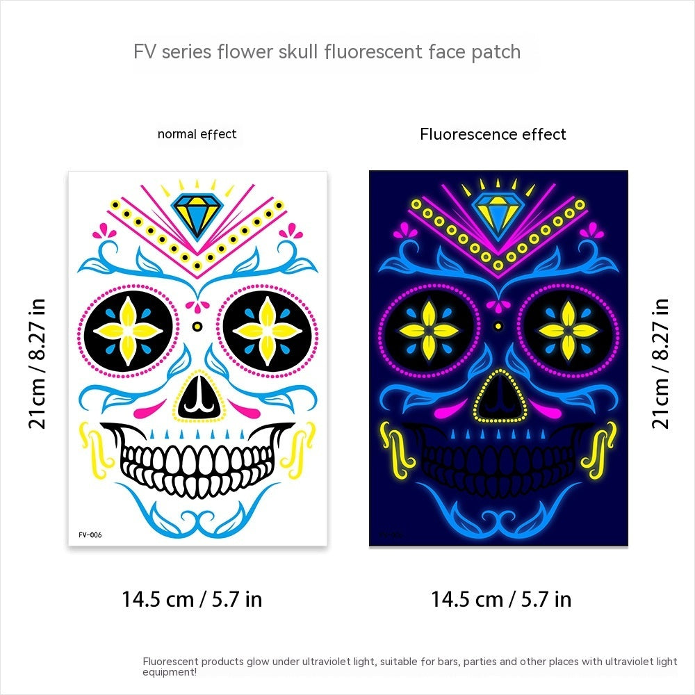 New Halloween Fluorescent Funny Death Face Pasters