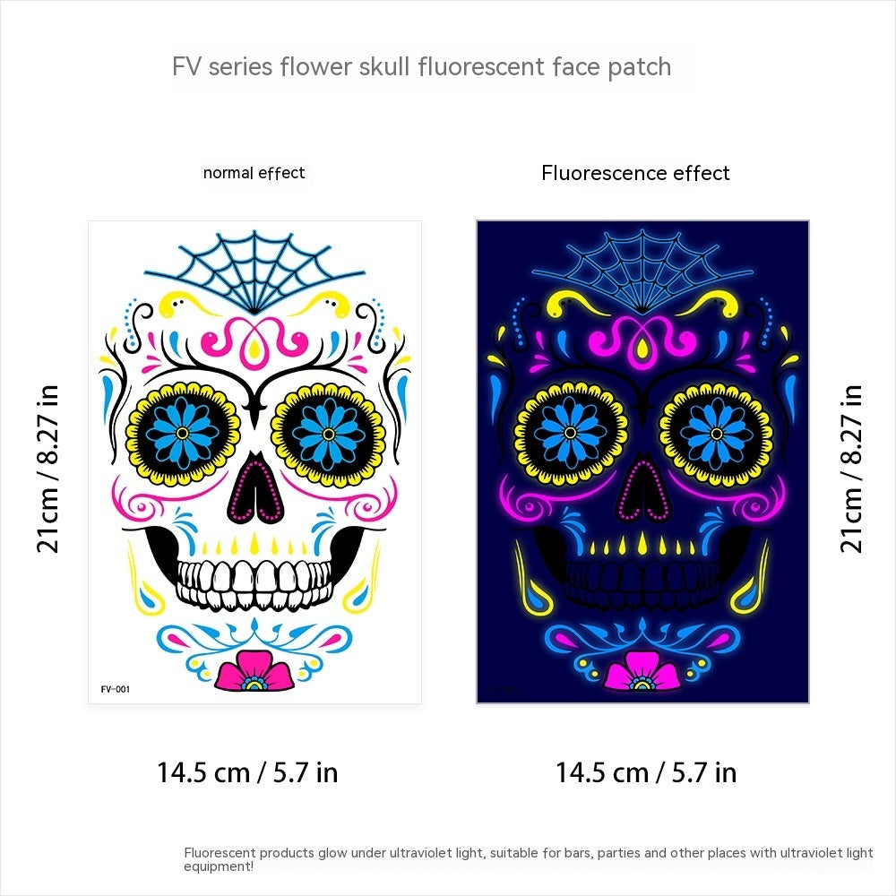 New Halloween Fluorescent Funny Death Face Pasters